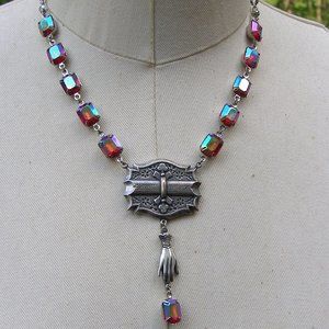 Victorian Style Necklace Bohemian Hand Siam Red